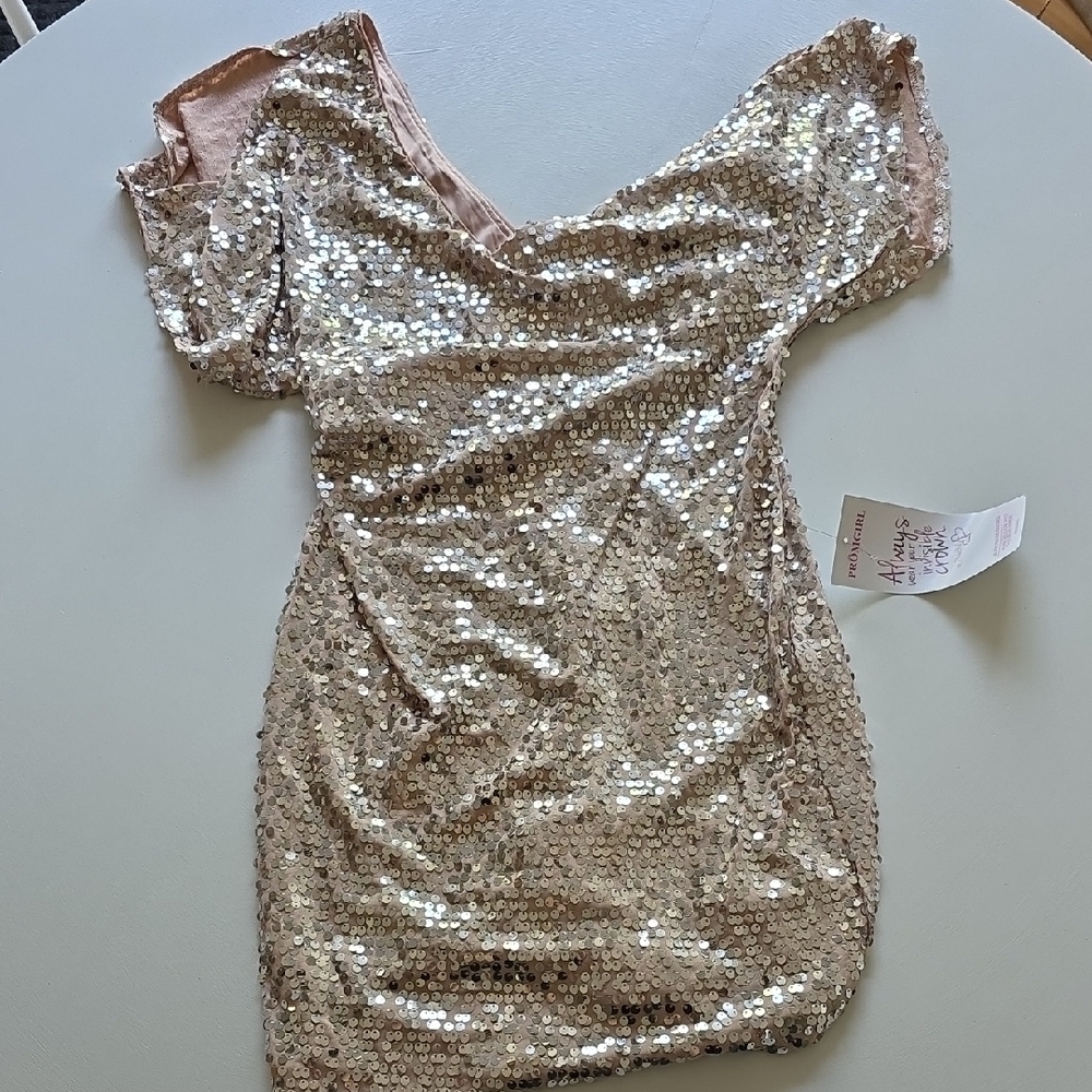 As U Wish - Sequin Off-Shoulder Dress